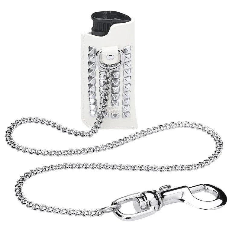 Supreme Studded Leather Lighter Holder White