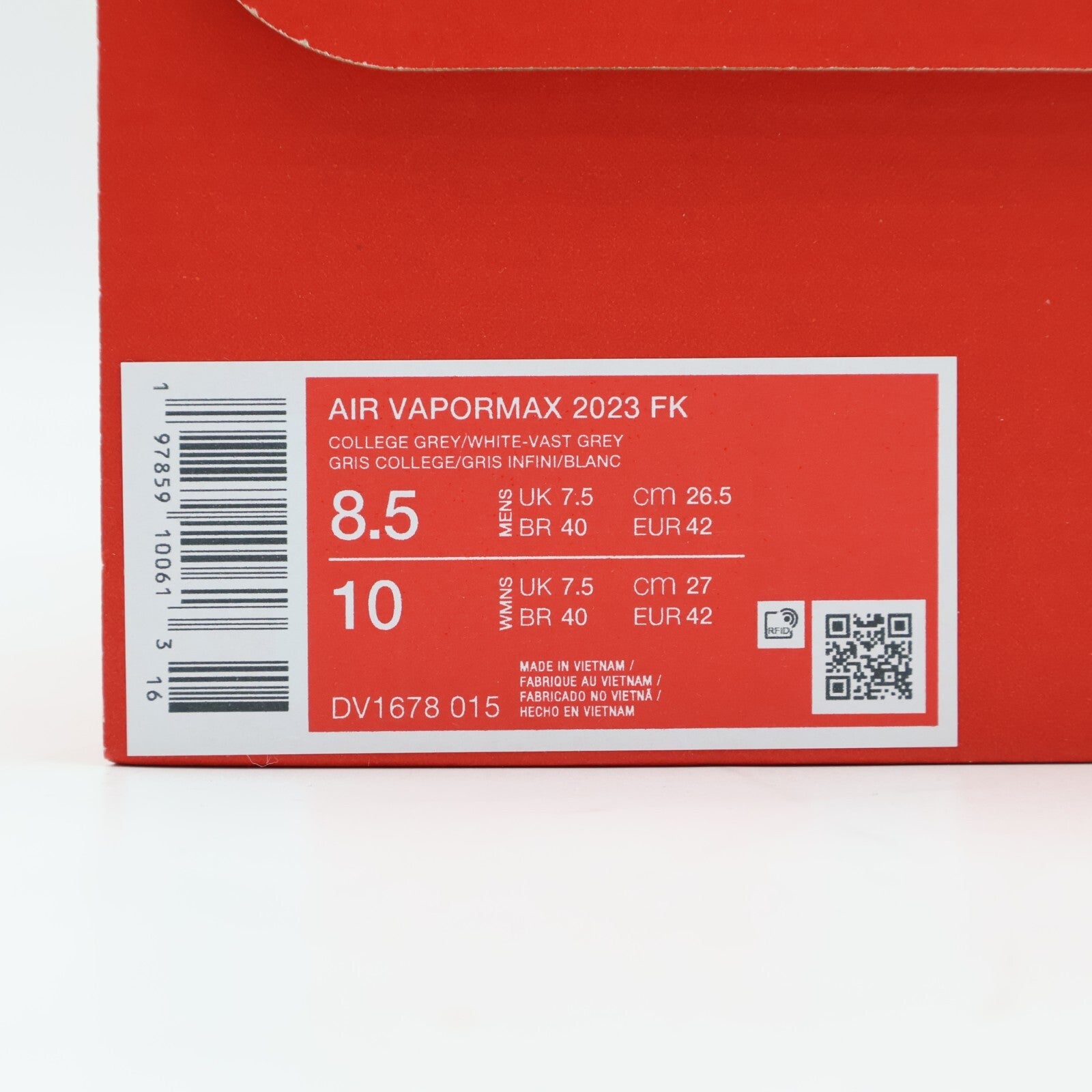 DV1678-015 Nike Air VaporMax 2023 Flyknit College Grey Vast Grey Racer (Men's)
