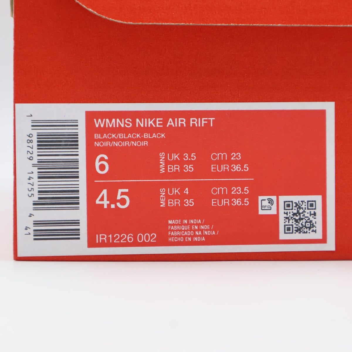 IR1226-002 Nike Air Rift "Polka Dot/Triple Black" (Women's)