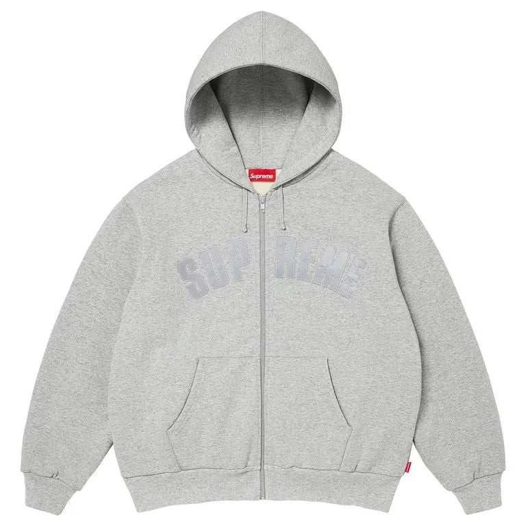 Supreme Arc Thermal Lined Zip Up Hooded Sweatshirt Heather Grey