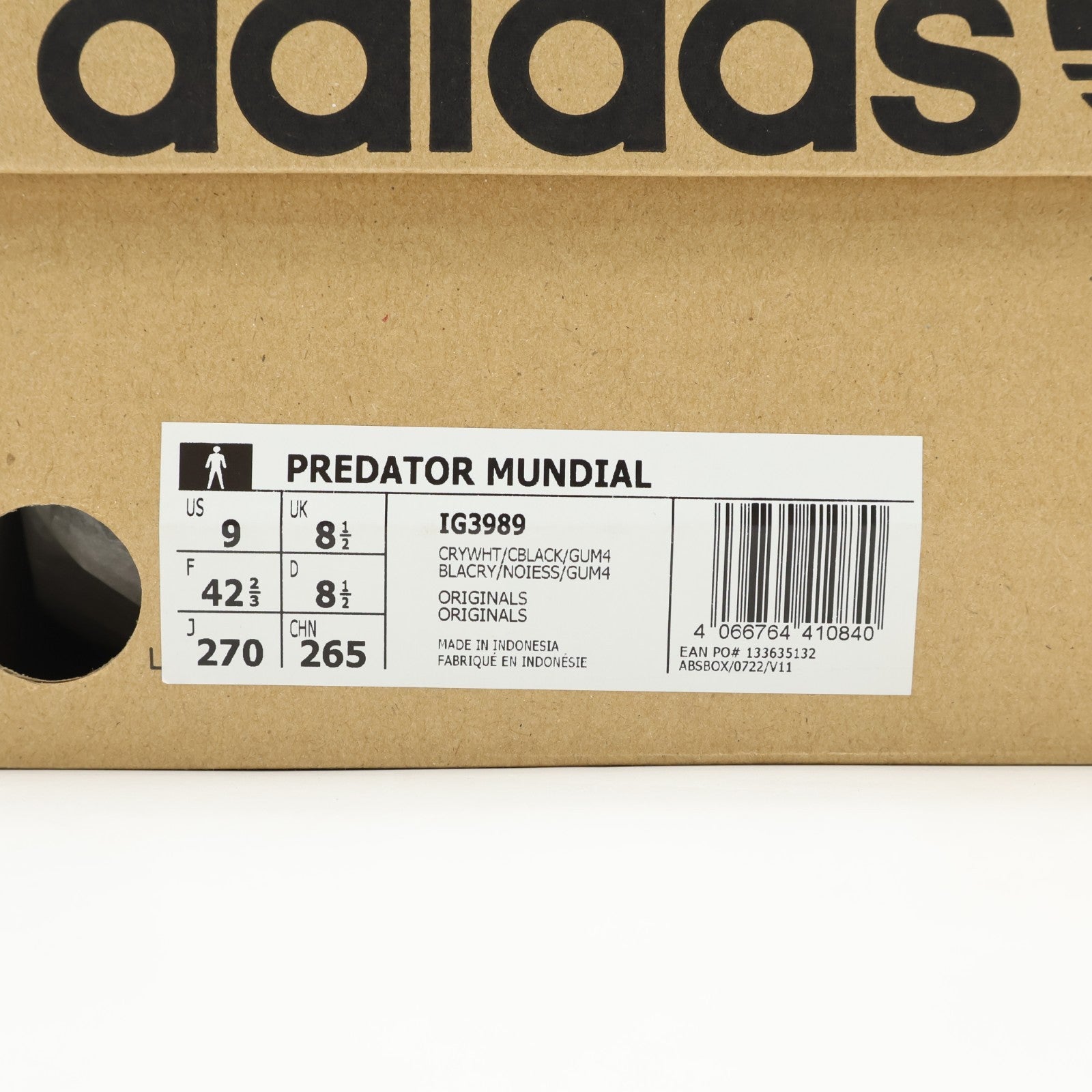 IG3989 adidas Originals Predator Mundial Crystal White Core Black Gum (Men's)