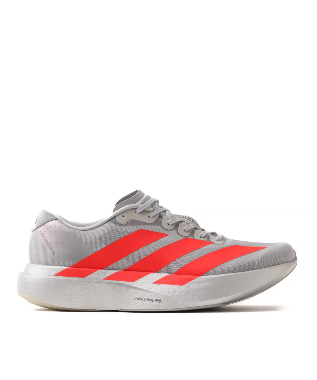 KI3381 adidas Adizero Evo SL Silver Metallic Lucid Red Iron Metallic (Men's)