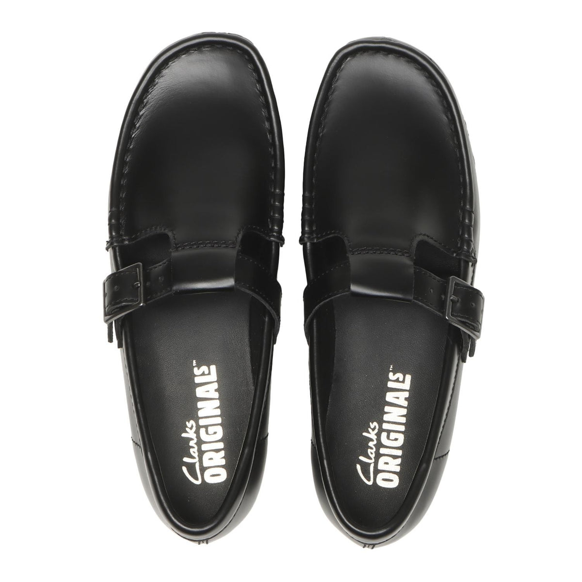 26183765 Clarks Wallabee T Bar Black High Shine Leather ( Men's )