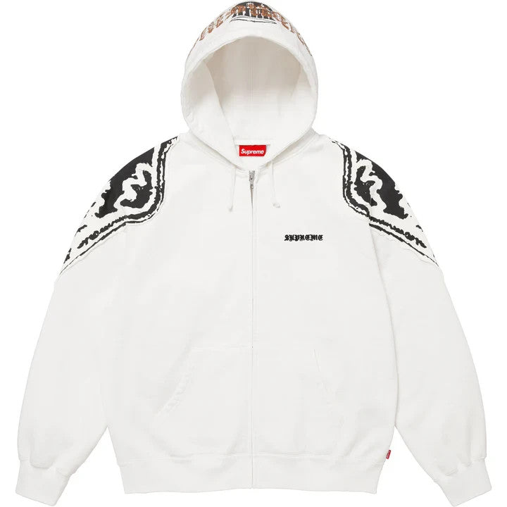 Supreme Wings Zip Up Hooded Sweatshirt White