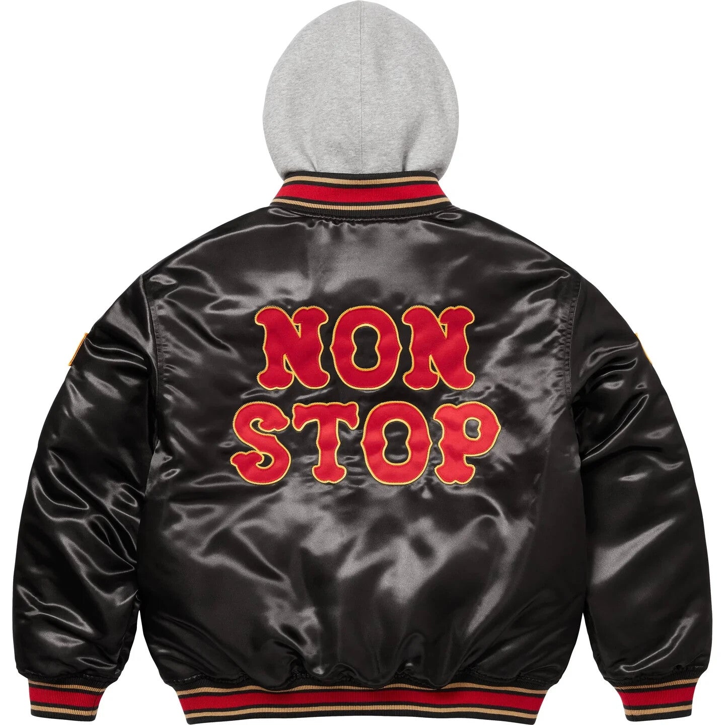 Supreme Homerun Satin Hooded Varsity Jacket Black