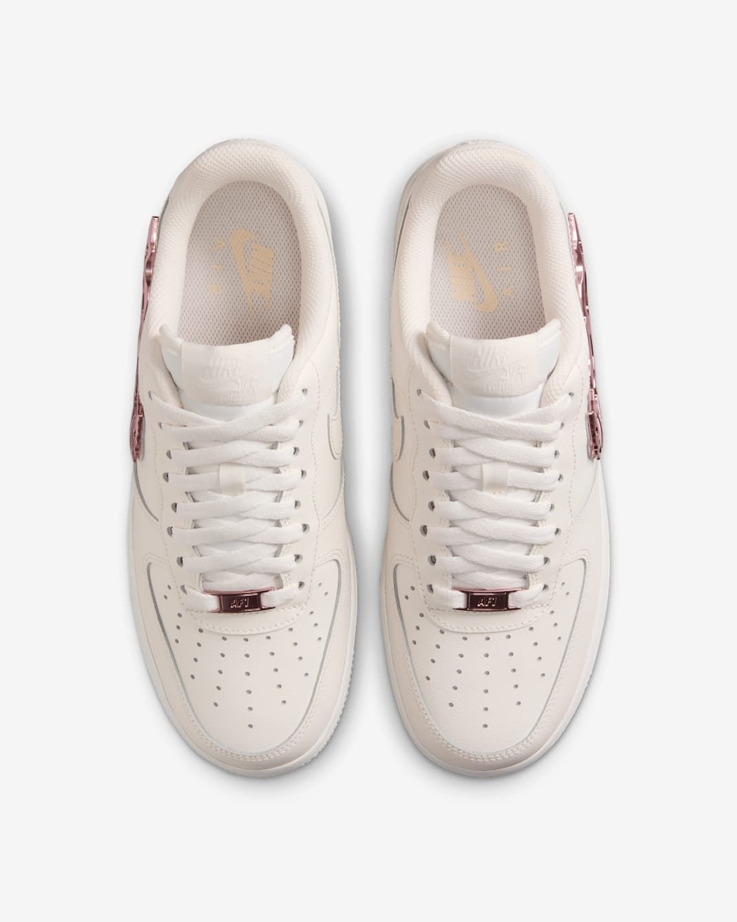 IF1686-161 Nike Air Force 1 Low Metallic Pink Swooshes (Women's)