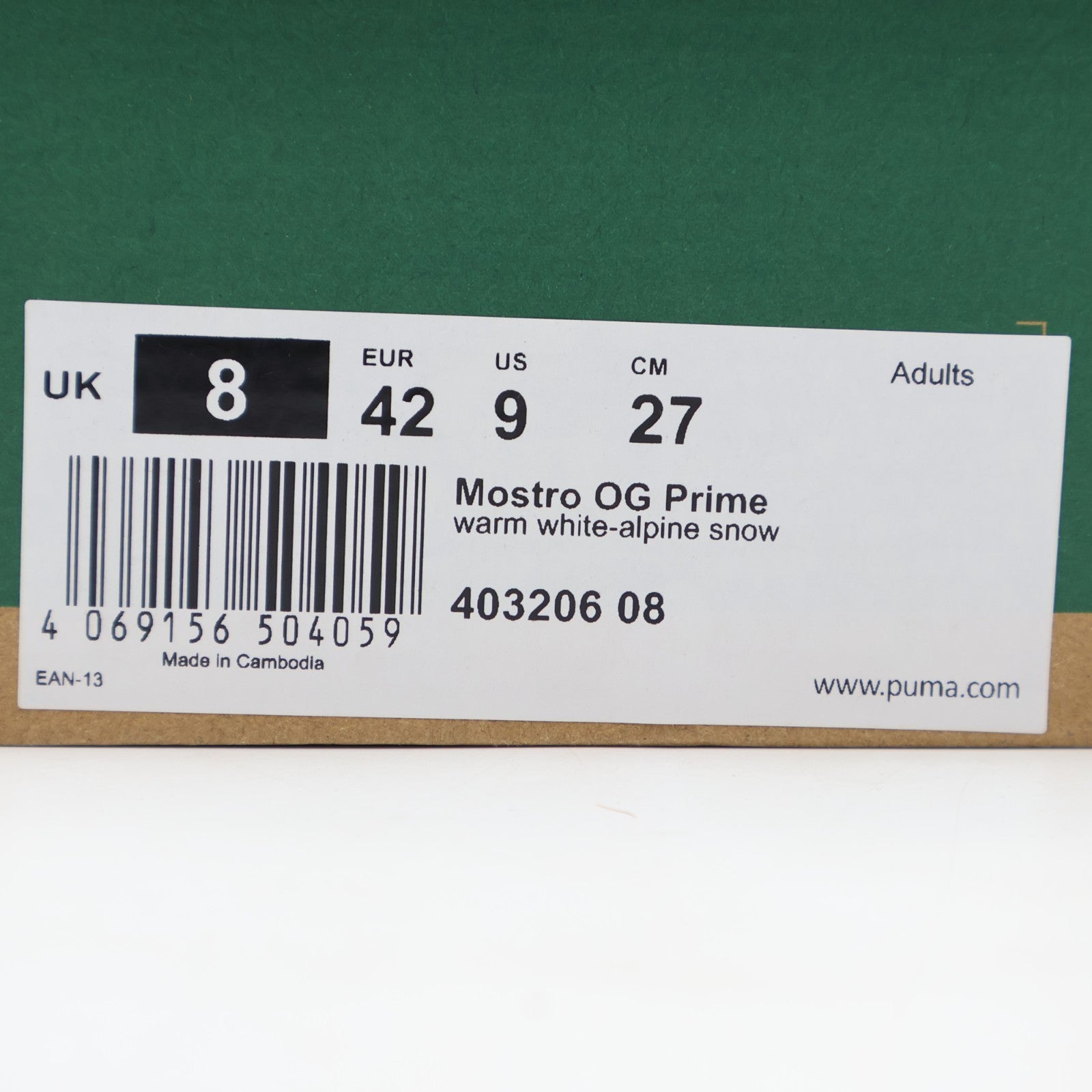 403206-08 Puma Mostro OG Prime Warm White Alpine Snow (Men's)