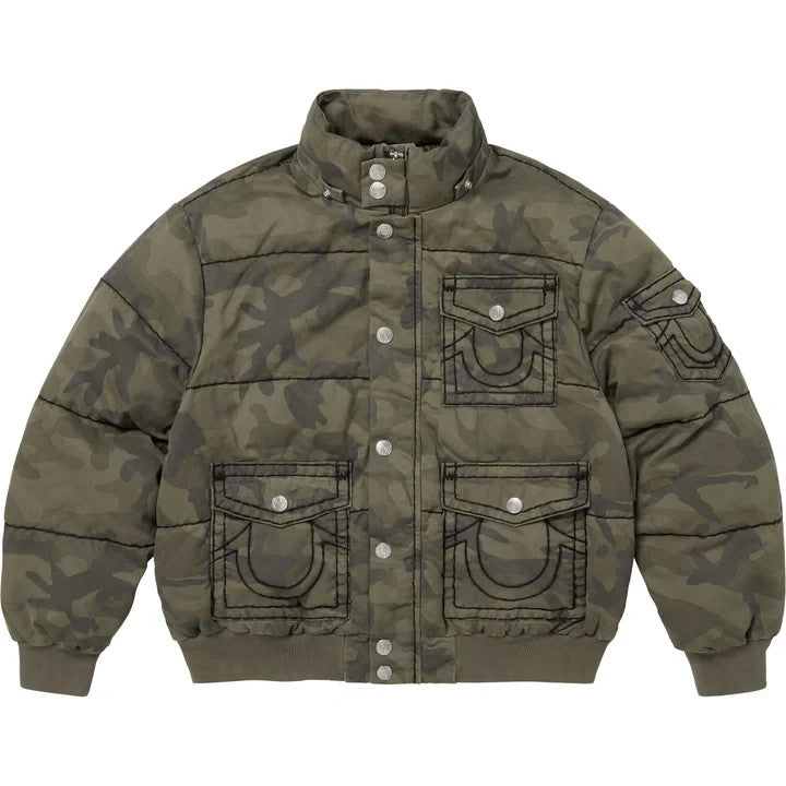 Supreme True Religion Puffer Jacket Woodland Camo