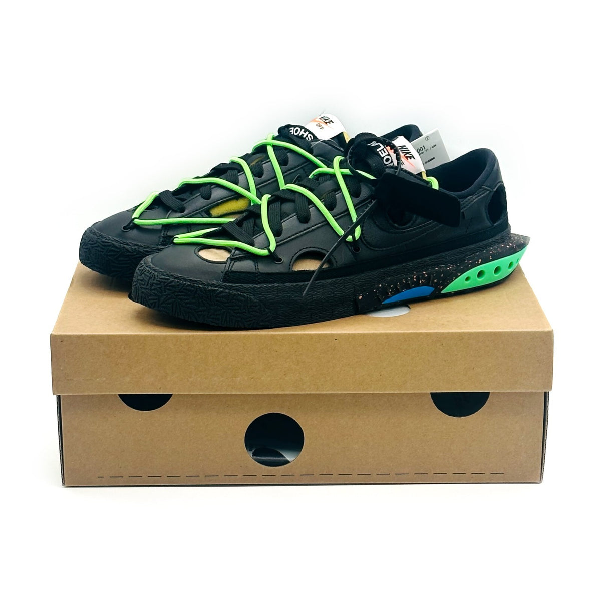 DH7863-001 Off-White Ã Nike Blazer Low Black and Electro Green