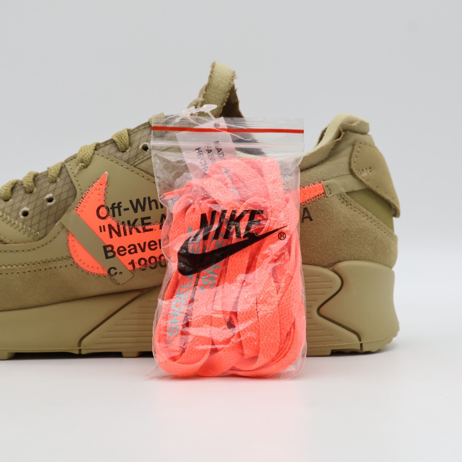 AA7293-200 Nike Air Max 90 Off-White Desert Ore Hyper Jade Bright Mango (Men's)