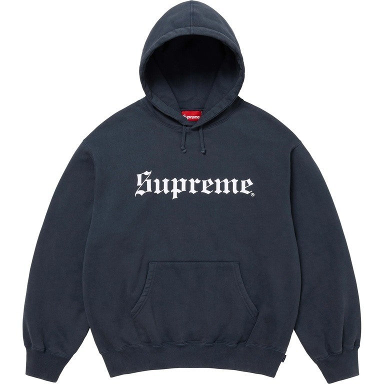 Supreme Washed Old English Hooded Sweatshirt Navy