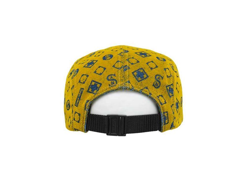 Supreme Flocked Denim Camp Cap Mustard