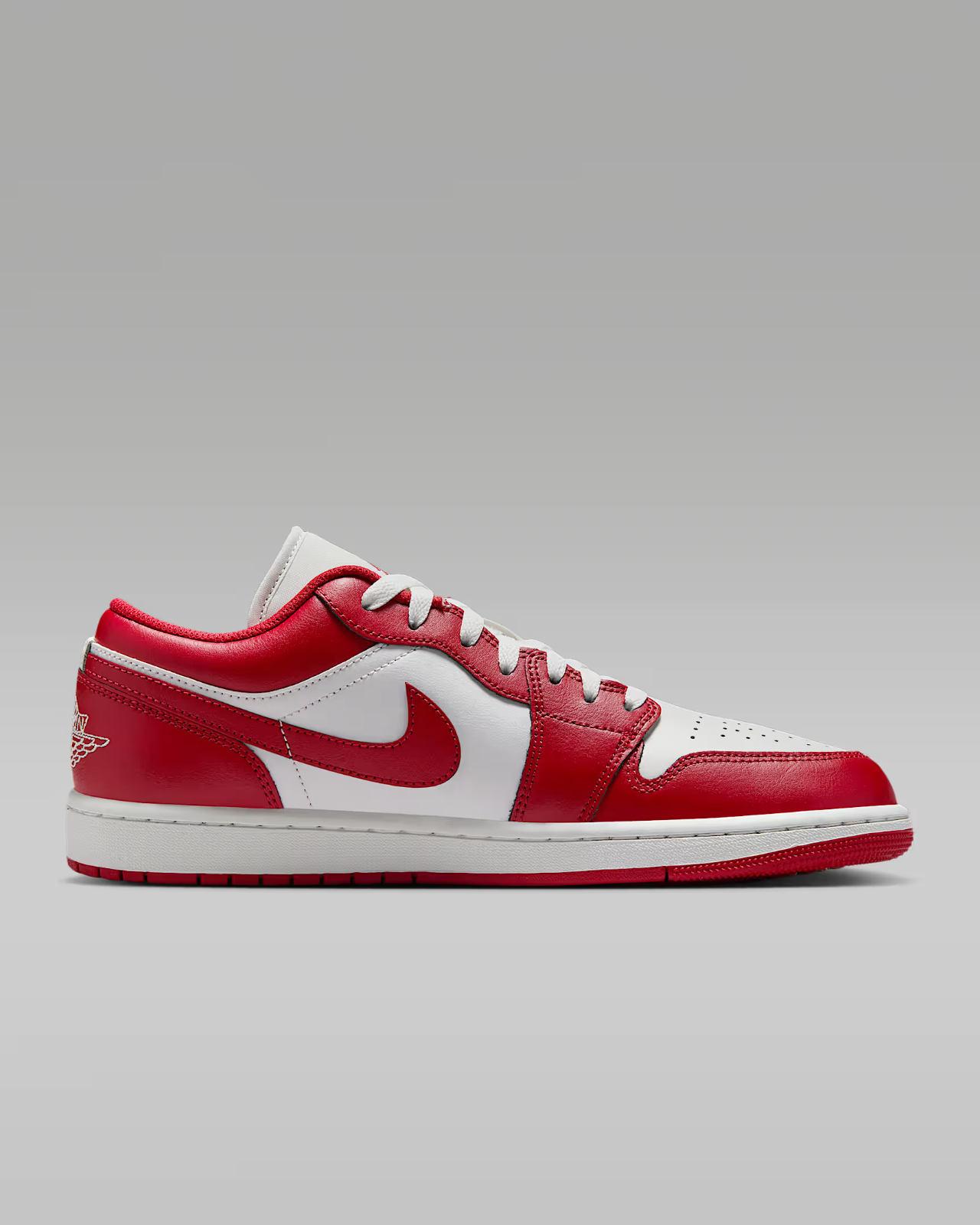 553558-166 Nike Air Jordan 1 Low Summit White Summit White Varsity Red (Men's)