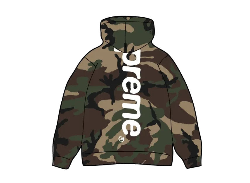 Supreme Satin Applique Hooded Sweatshirt (26SS) "Woodland Camo"