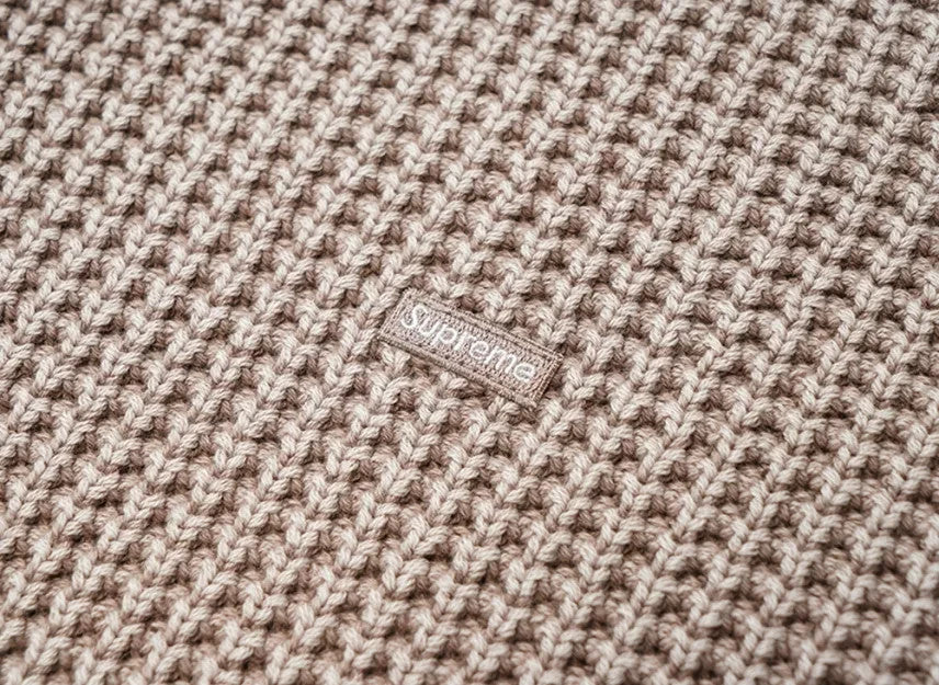 Supreme Washed Small Box Waffle Sweater "Light Brown"