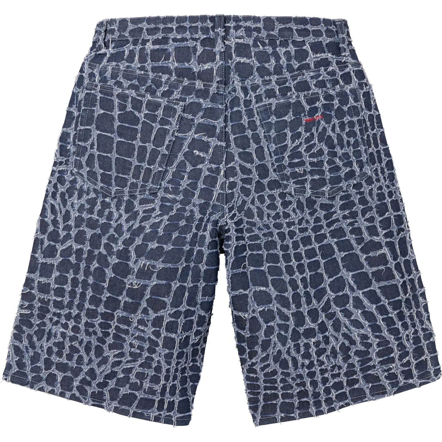 Supreme Frayed Croc Baggy Denim Short Indigo
