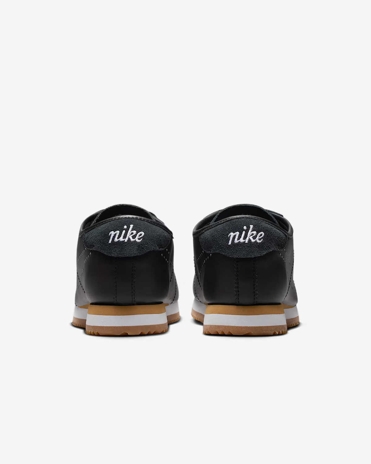 HQ1841-002 Nike Cortez Leather Black White Gum Perforated Swoosh (Women's)