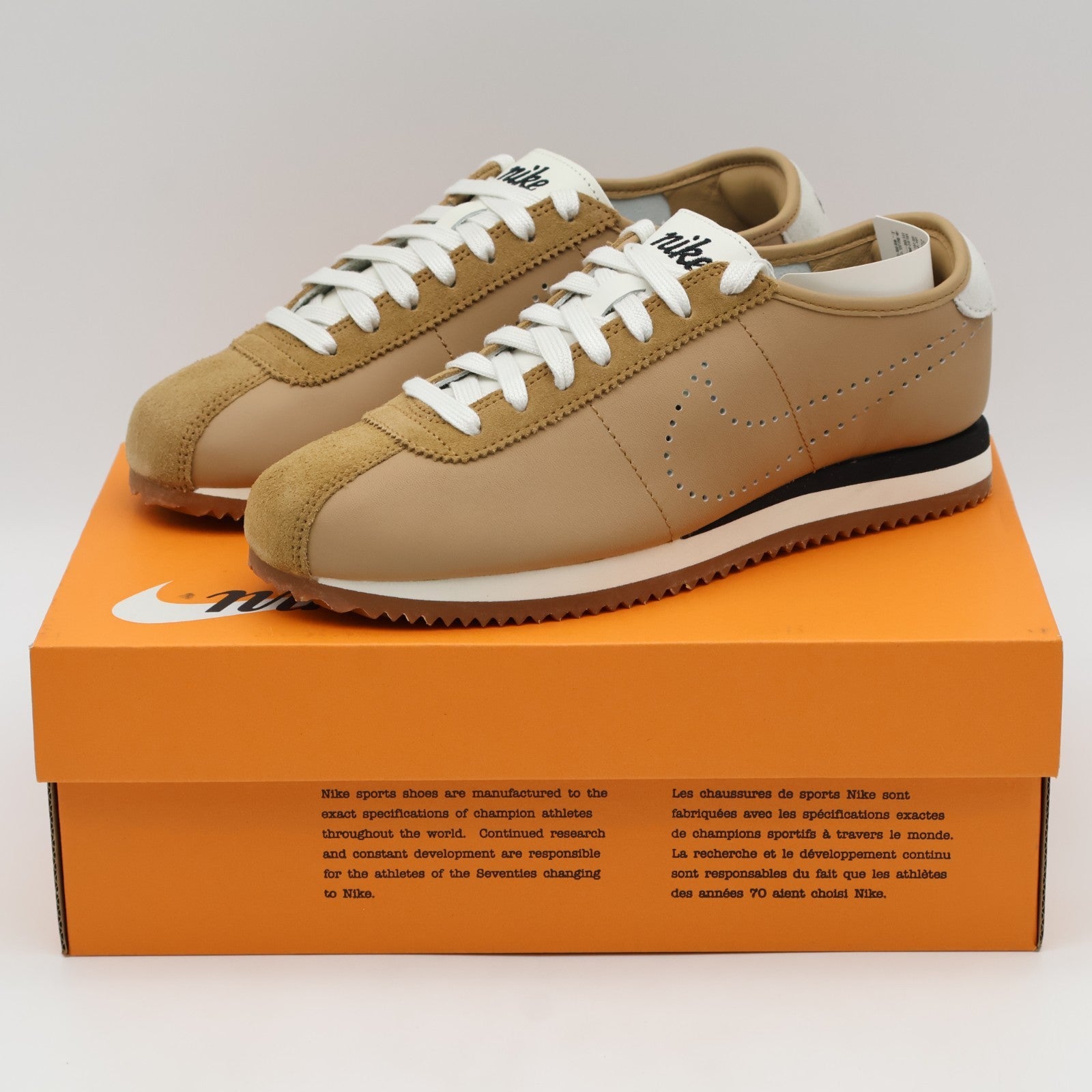 HQ1841-200 Nike Cortez Leather Pale Shale Sail Gum Medium Brown Black (Women's)