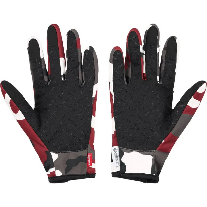 Supreme Windstopper Zip Gloves Red Camo