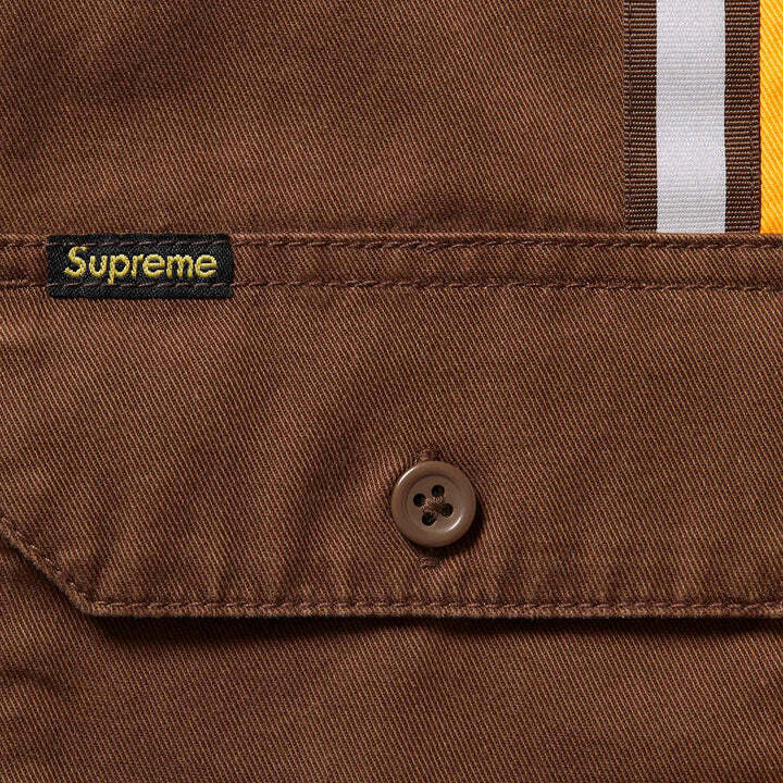 Supreme Reflective Stripe S/S Work Shirt Brown