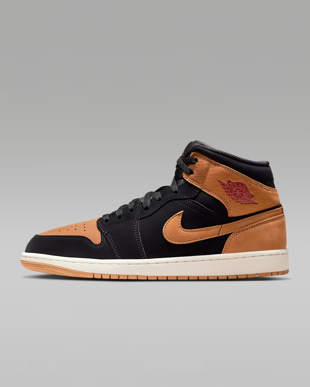HV4091-002 Nike Air Jordan 1 Mid SE Black Varsity Red Sail Flax (Men's)