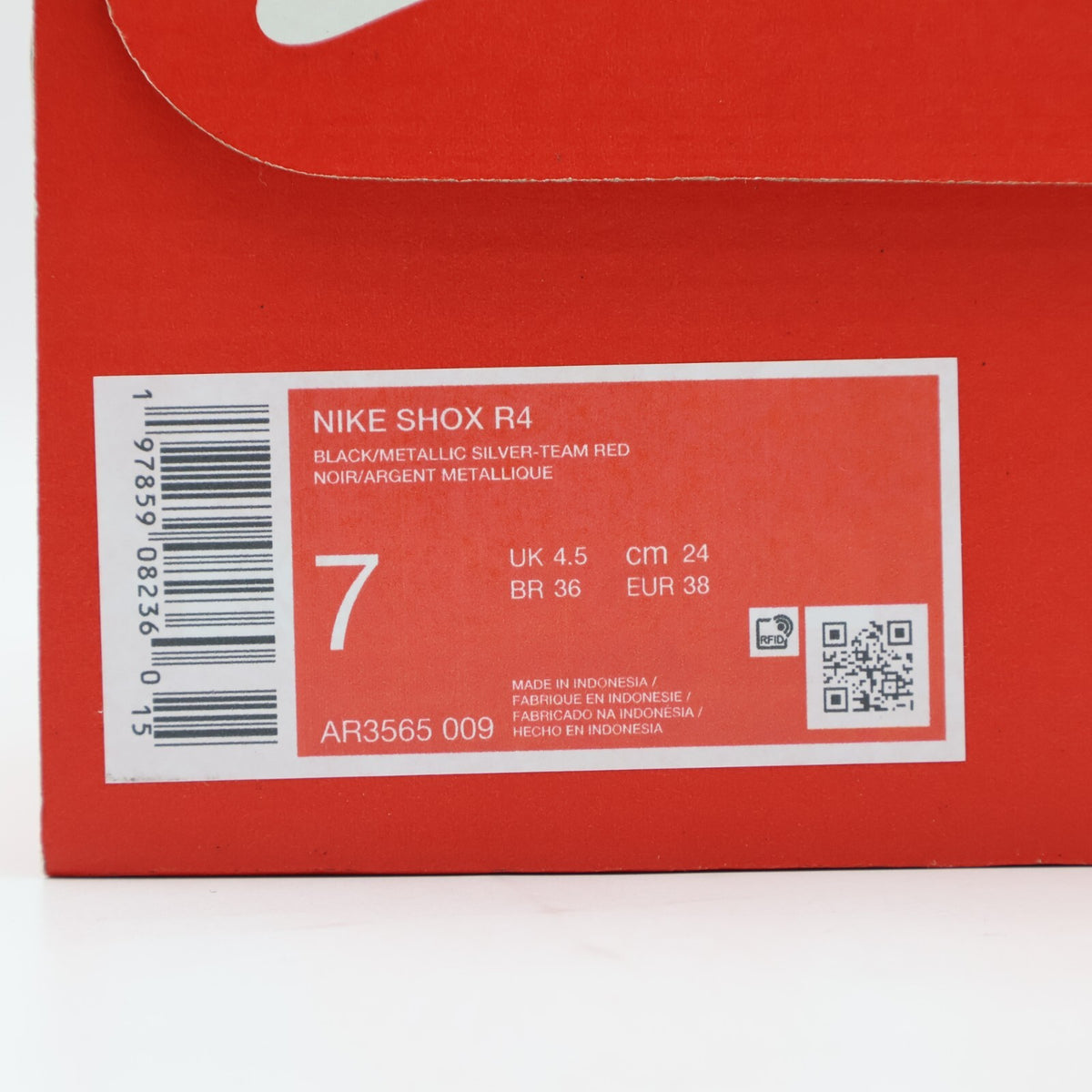 AR3565-009 Nike Shox R4 Black Metallic Silver Team Red (Women's)