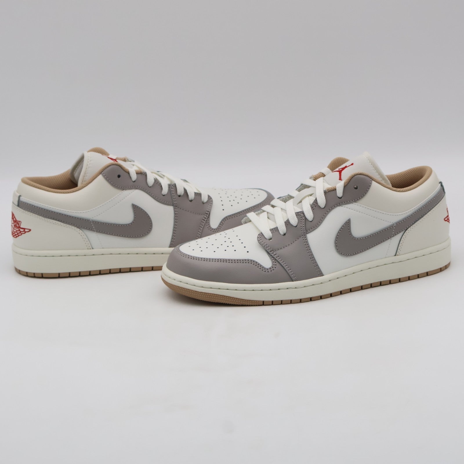 553558-169 Nike Air Jordan 1 Low Sail Fire Red College Grey Hemp Pale (Men's)