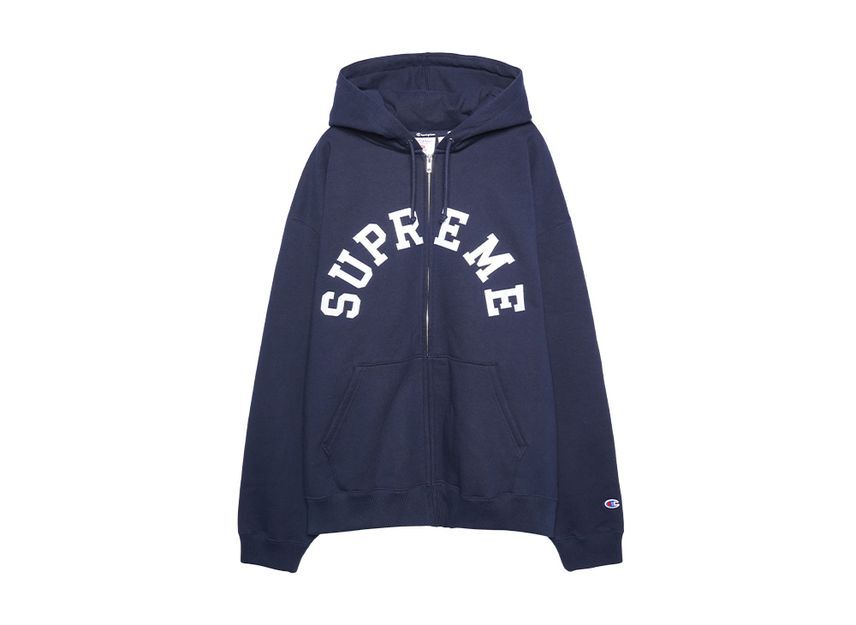 Supreme Champion Zip Up Hooded Sweatshirt Navy