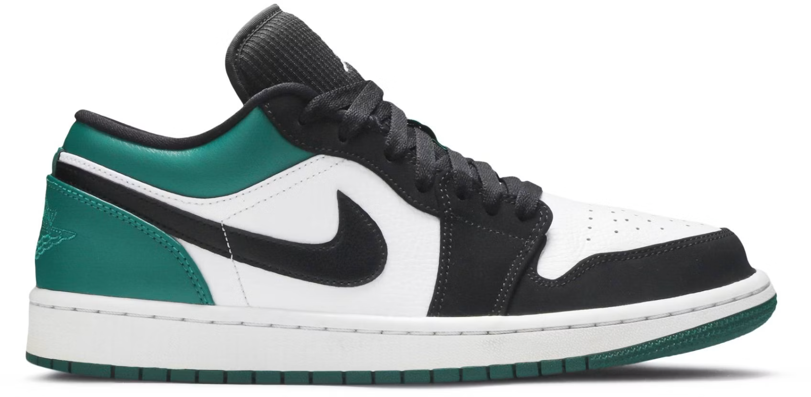 553558-113 Nike Air Jordan 1 Low "White Black Mystic Green" (Men's)