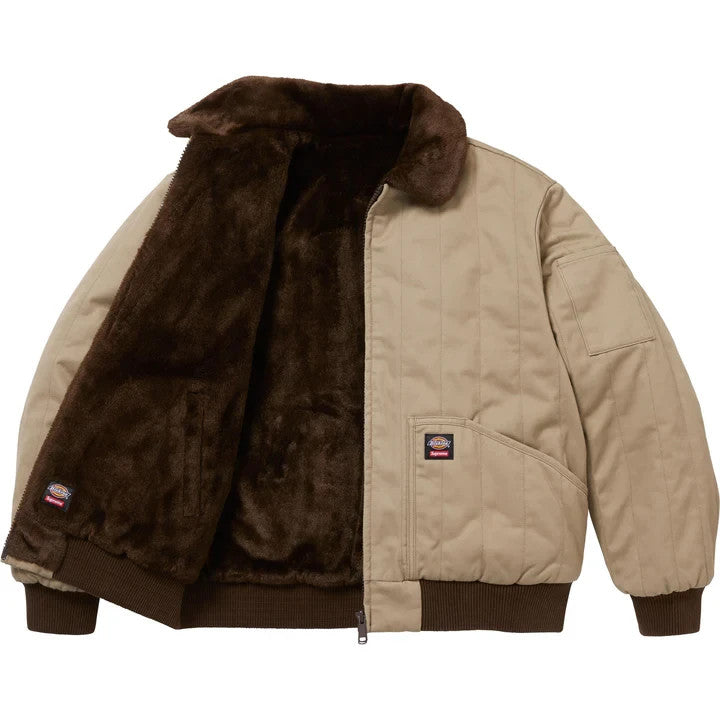 Supreme Dickies Reversible Quilted Faux Fur Work Jacket Tan
