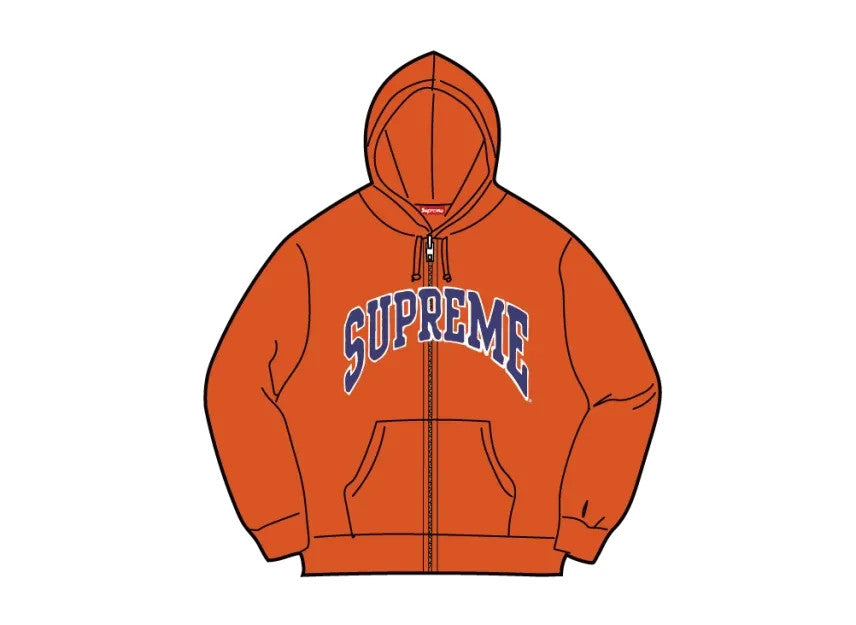 Supreme Cracked Raglan Zip Up Hooded Sweatshirt "Dark Orange"