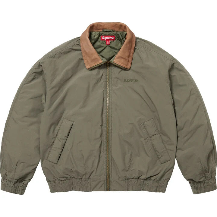 Supreme Leather Collar Utility Jacket Olive