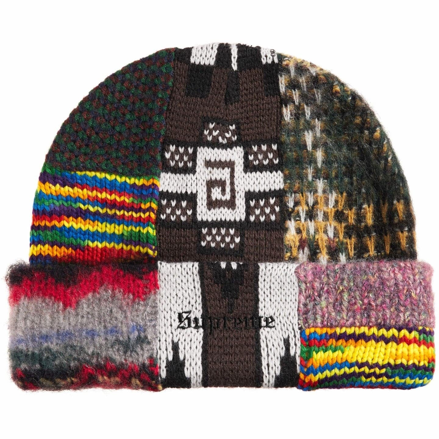 Supreme Patchwork Beanie Brown
