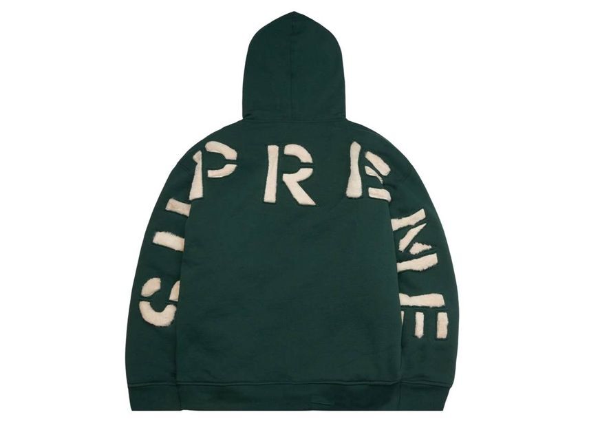 Supreme Faux Fur Lined Zip Up Hooded Sweatshirt Dark Green
