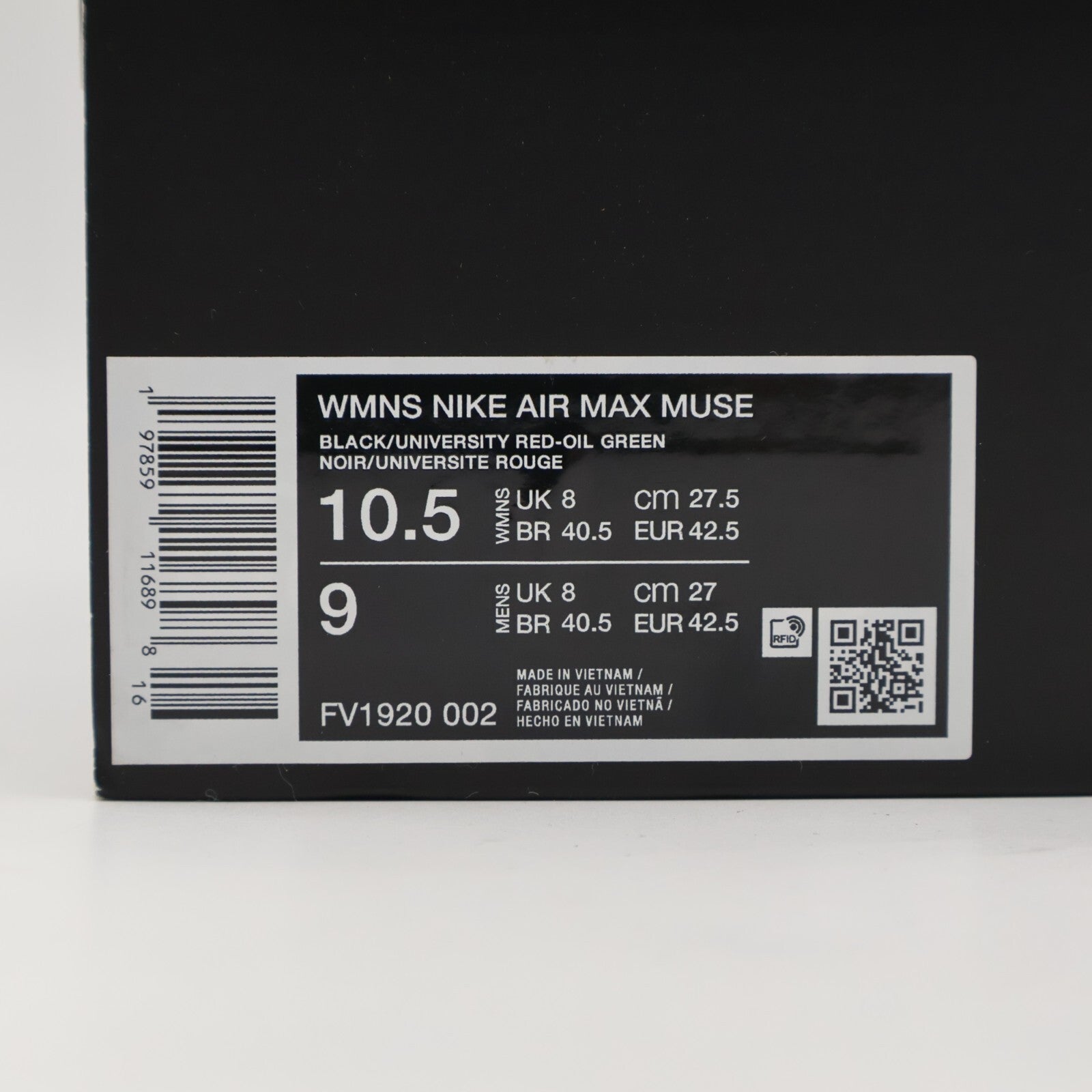 FV1920-002 Nike Women's Air Max Muse Black Oil Green (Women's)