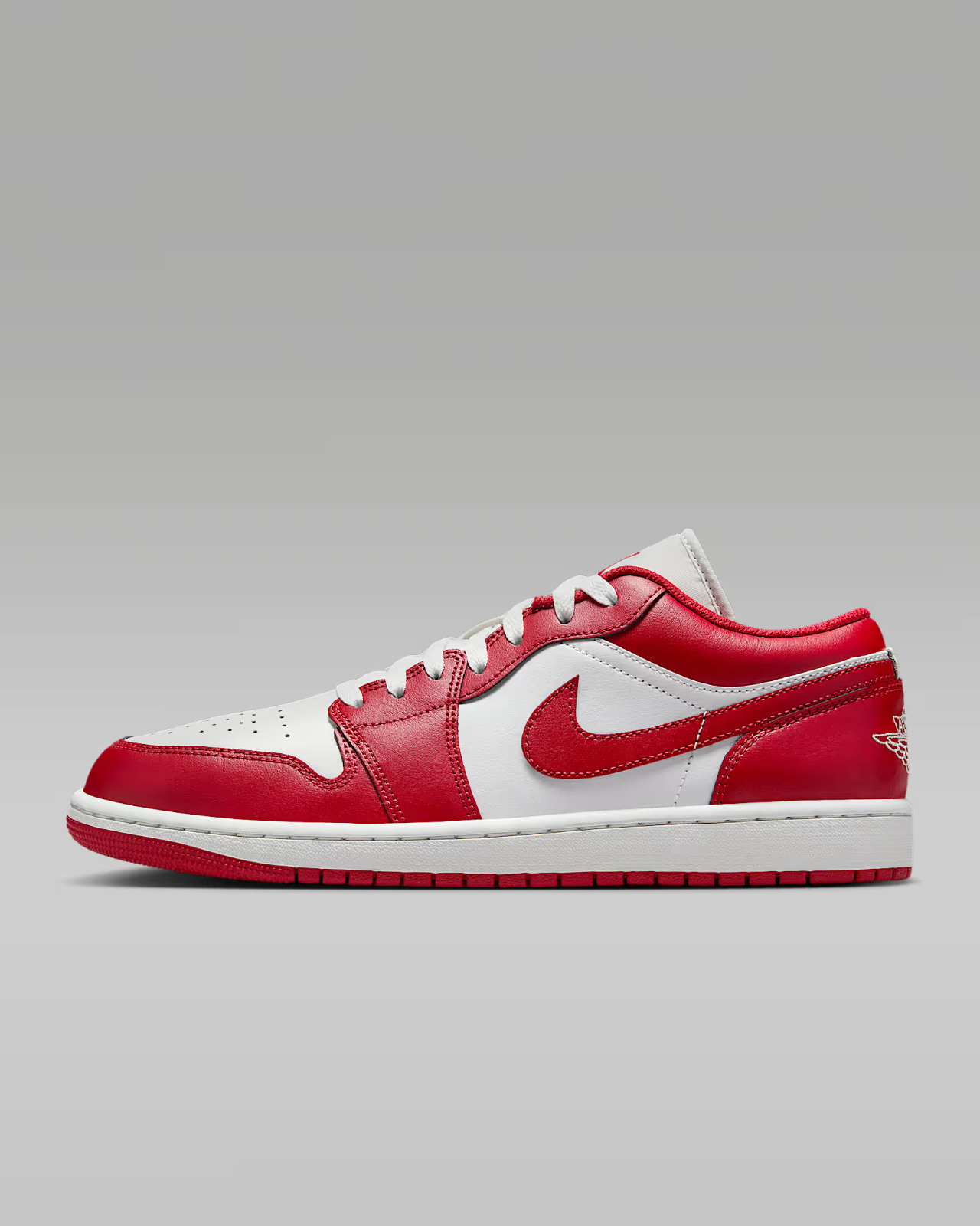 553558-166 Nike Air Jordan 1 Low Summit White Summit White Varsity Red (Men's)