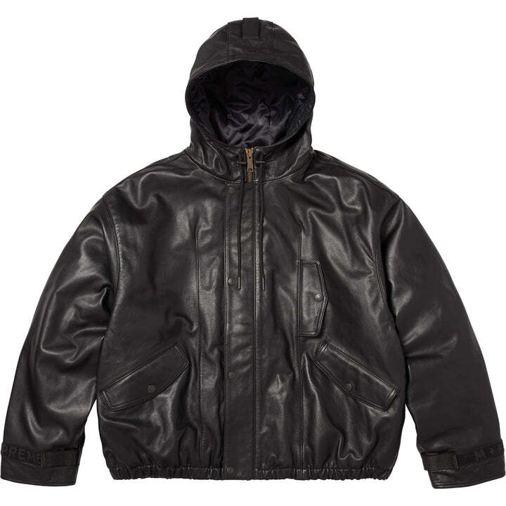 Supreme Marithe Francois Girbaud Hooded Leather Flight Bomber Jacket Black