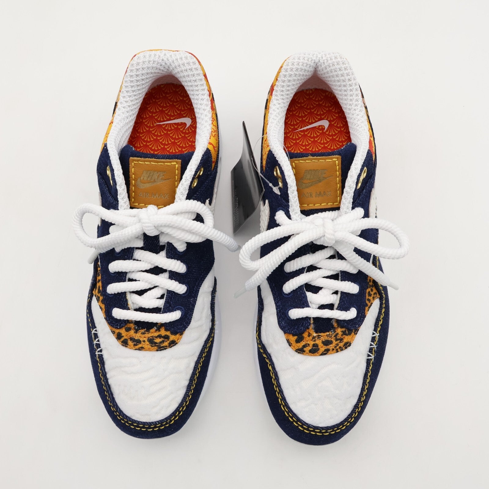 FJ4452-432 Nike Air Max 1 PRM Washed Dark Blue Denim Leopard Navy Gold (Men's)