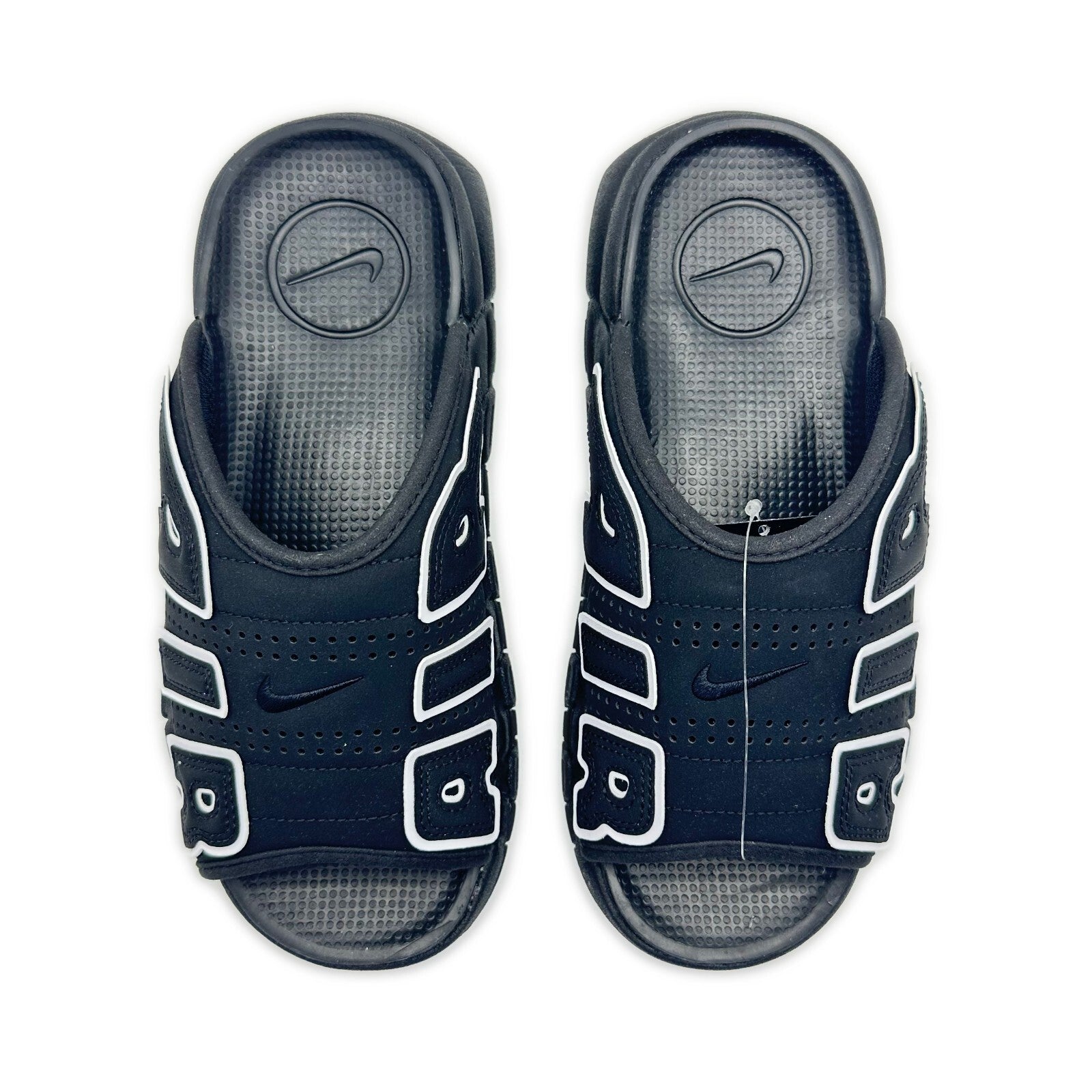 DV2137-001 Nike Air More Uptempo Slide Black Sandal White