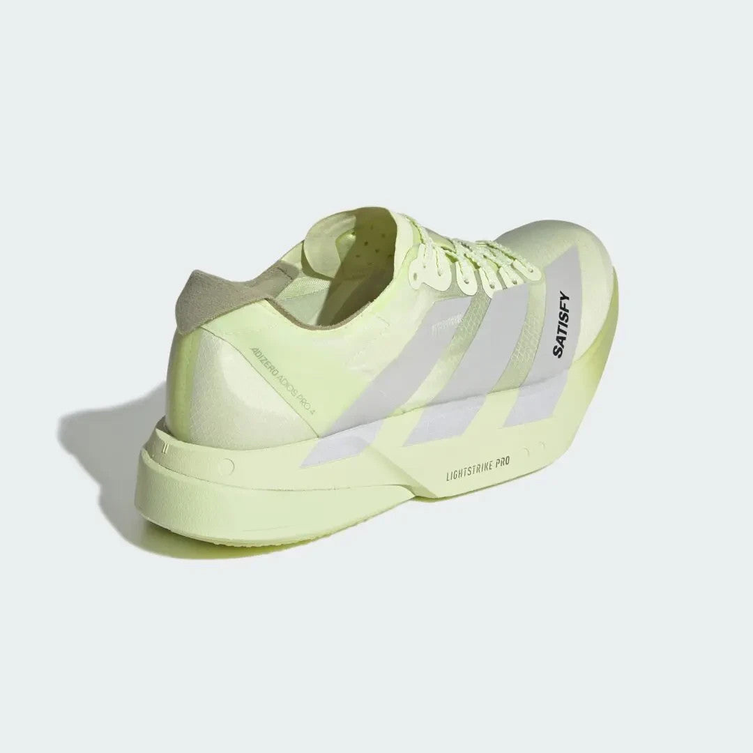 KH8441 Satisfy Ã adidas Adizero Adios Pro 4 "Tent Green/Matte Silver"