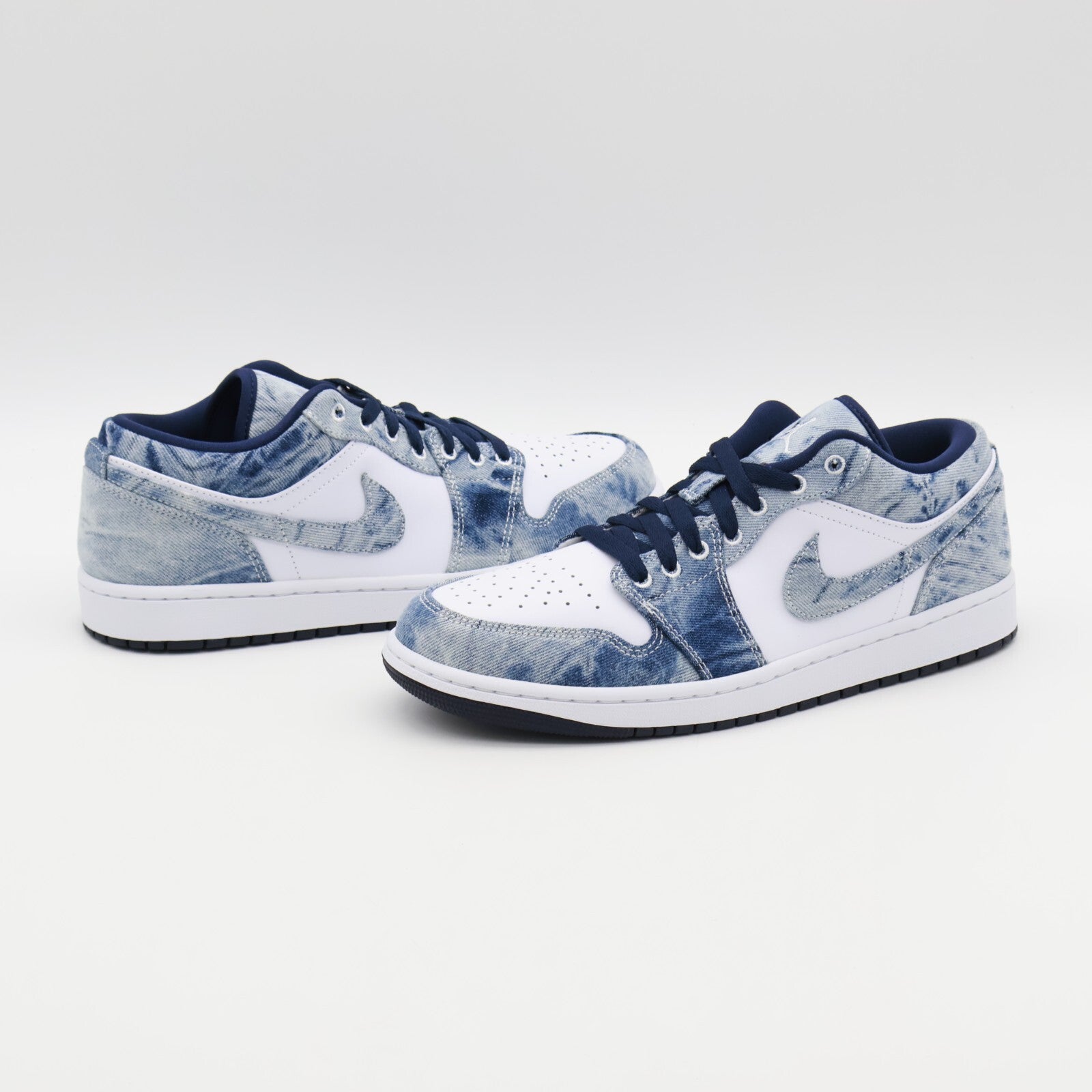 CZ8455-100 Nike Air Jordan 1 Low Washed Denim Midnight Navy White Blue (Men's)