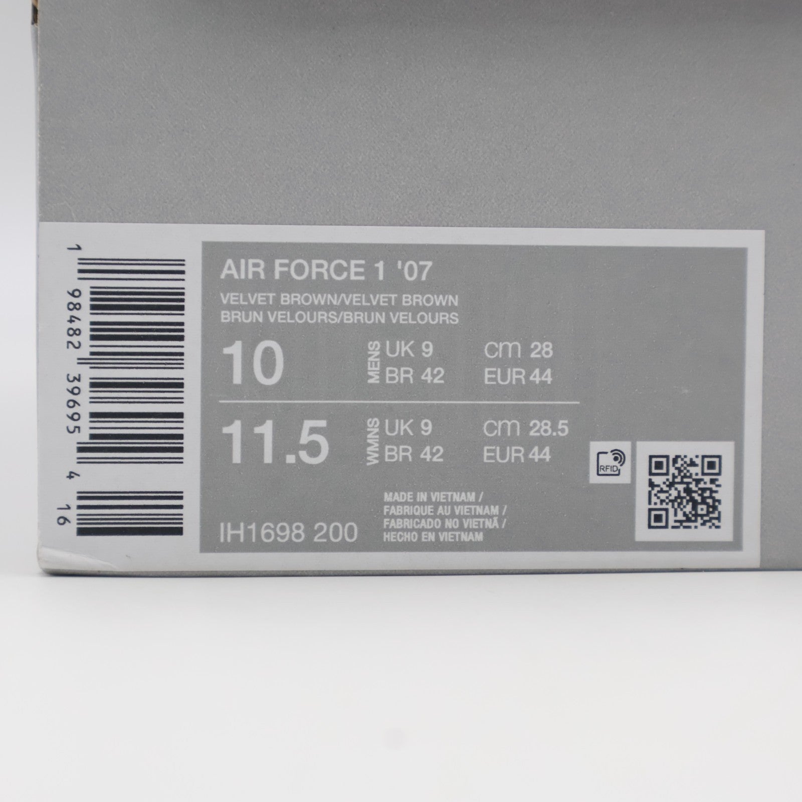 IH1698-200 Nike Air Force 1 Low '07 Velvet Brown (Men's)