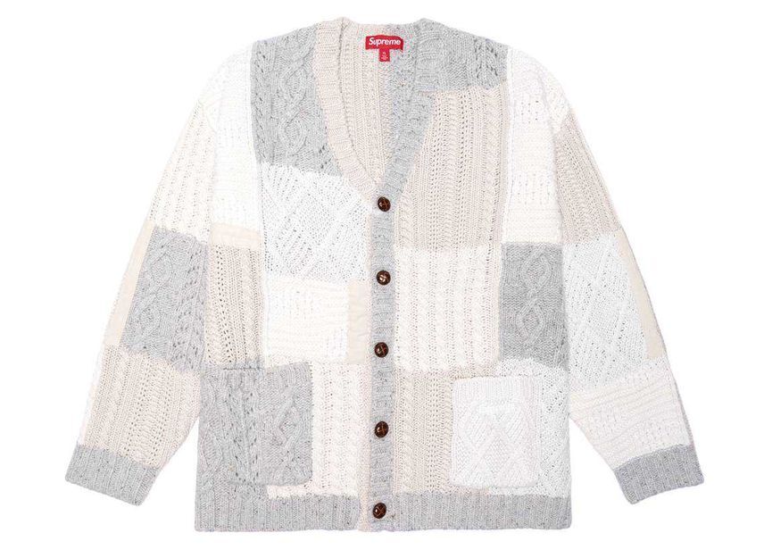Supreme Patchwork Cable Knit Cardigan Ivory