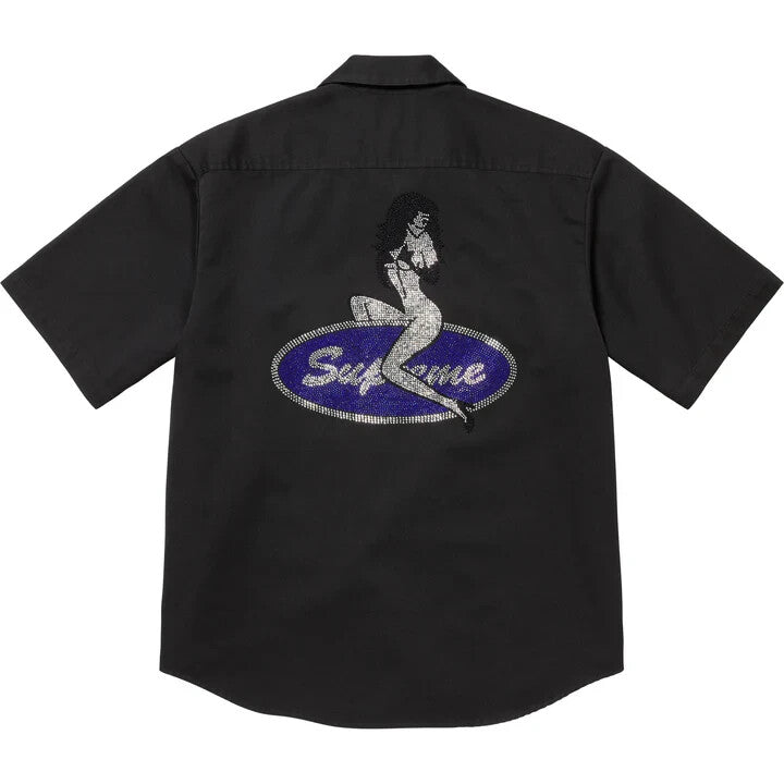 Supreme Rhinestone Pin Up S/S Work Shirt Black