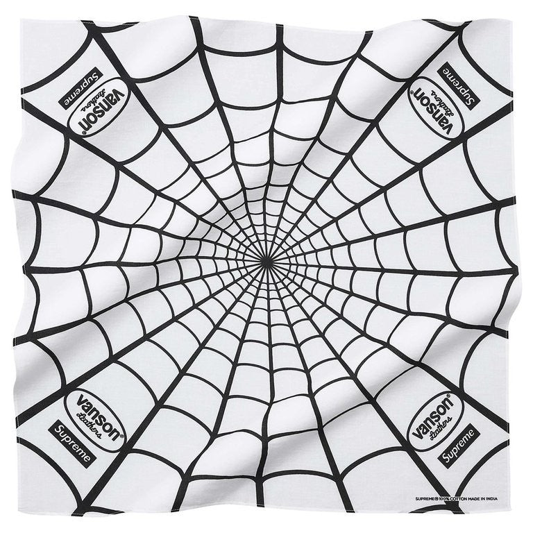 Supreme x Vanson Leathers Spider-Man Bandana White