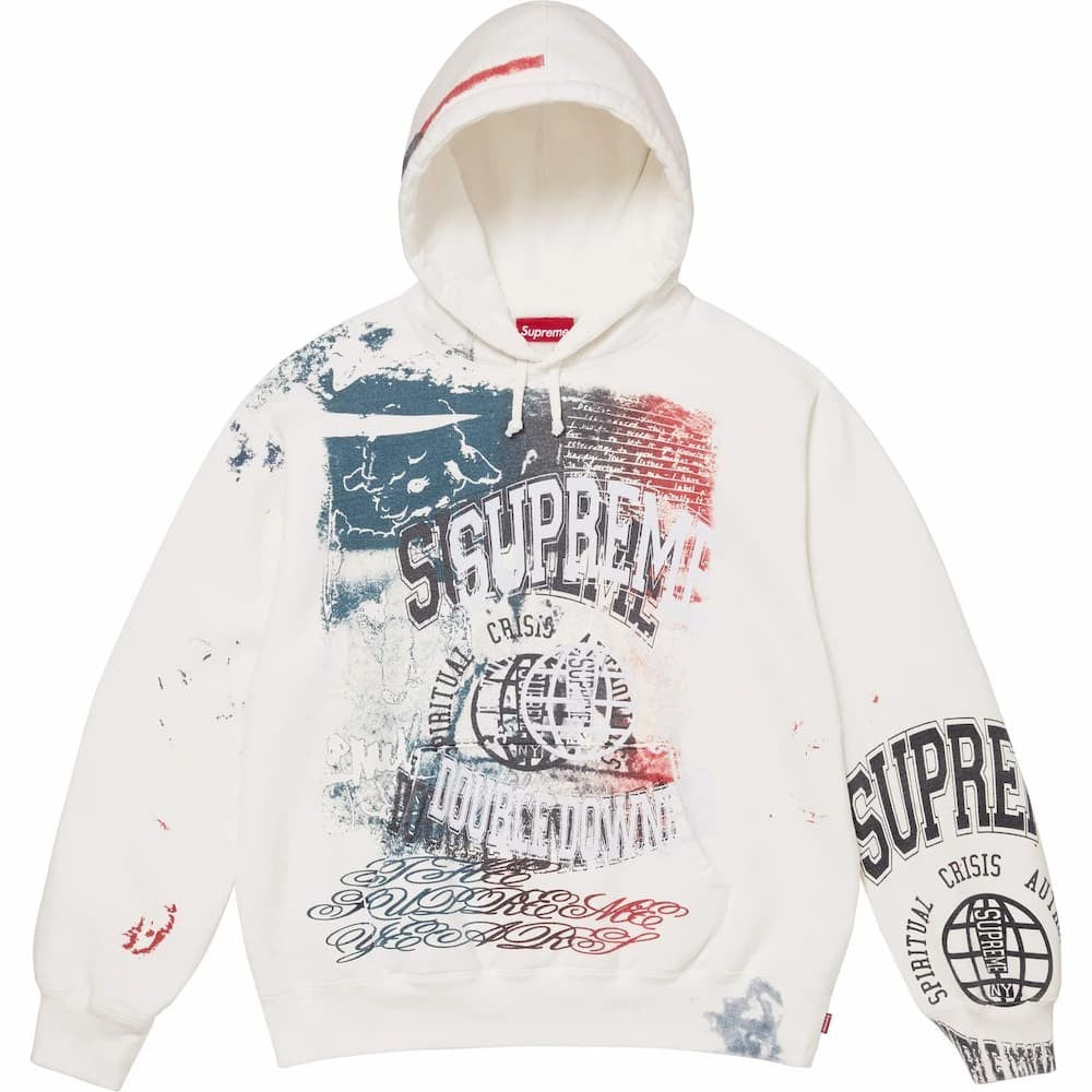 Supreme Overprint Hooded Sweatshirt White