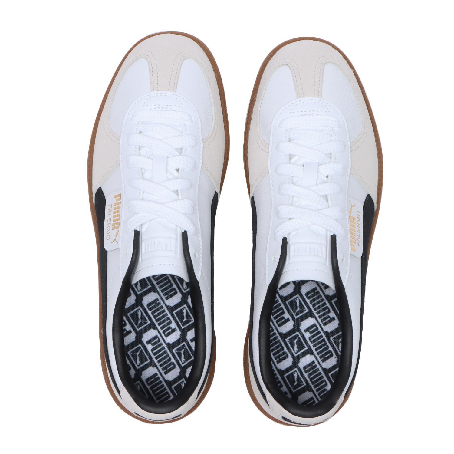 396464-01 Puma Palermo Leather Puma White Vapor Gray Gum (Men's)