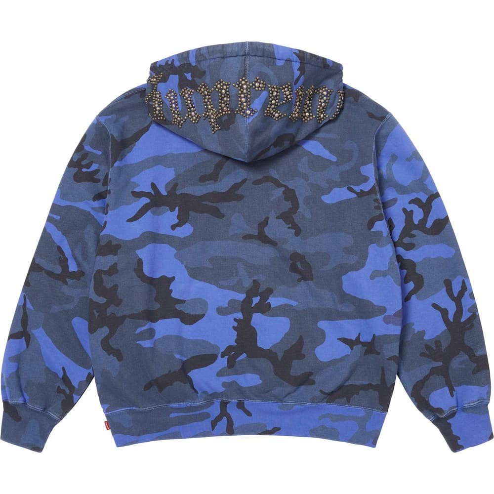 Supreme Overdyed Studded Hooded Sweatshirt Blue Camo