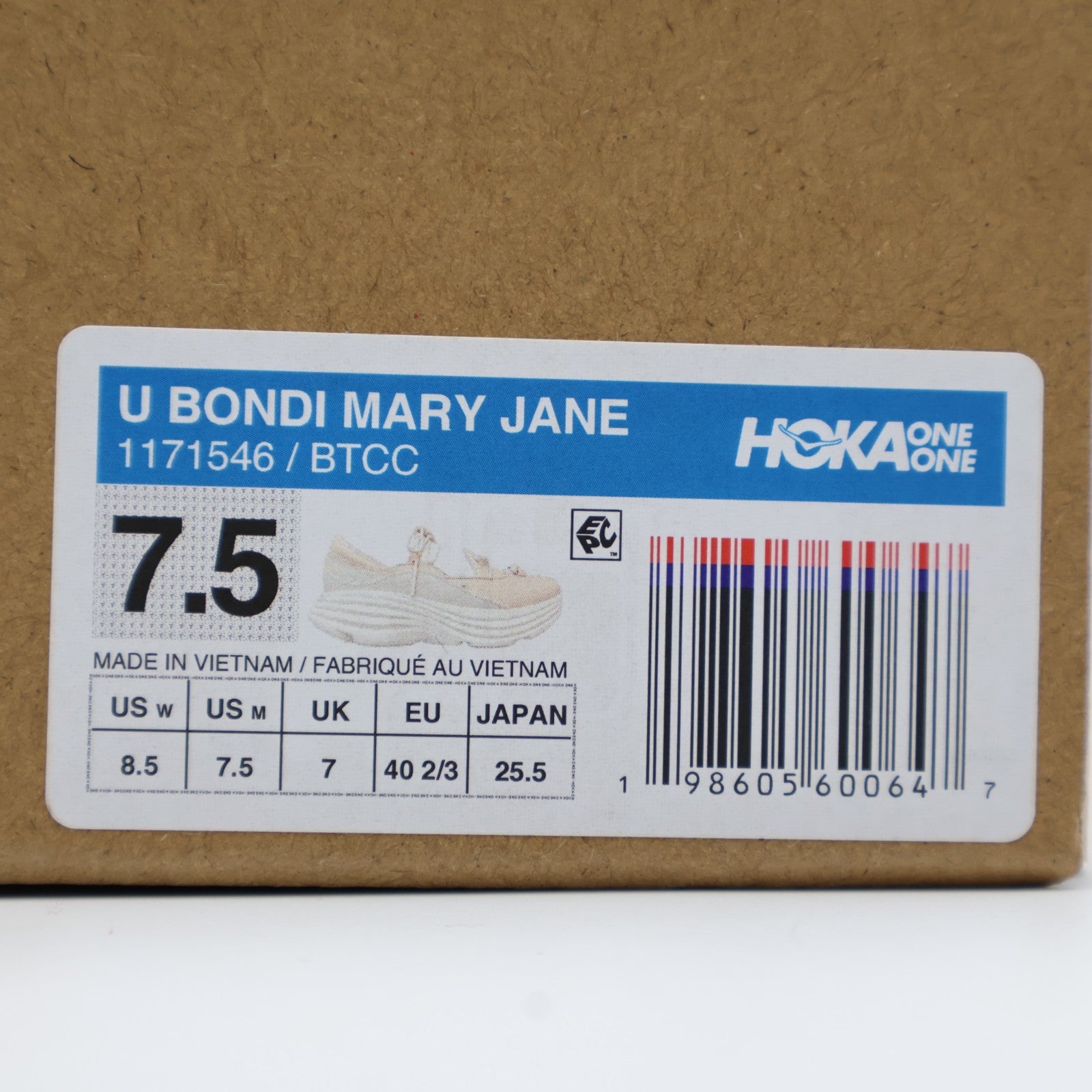 1171546-BTCC Hoka Bondi Mary Jane Beech WoodStucco (Men's)