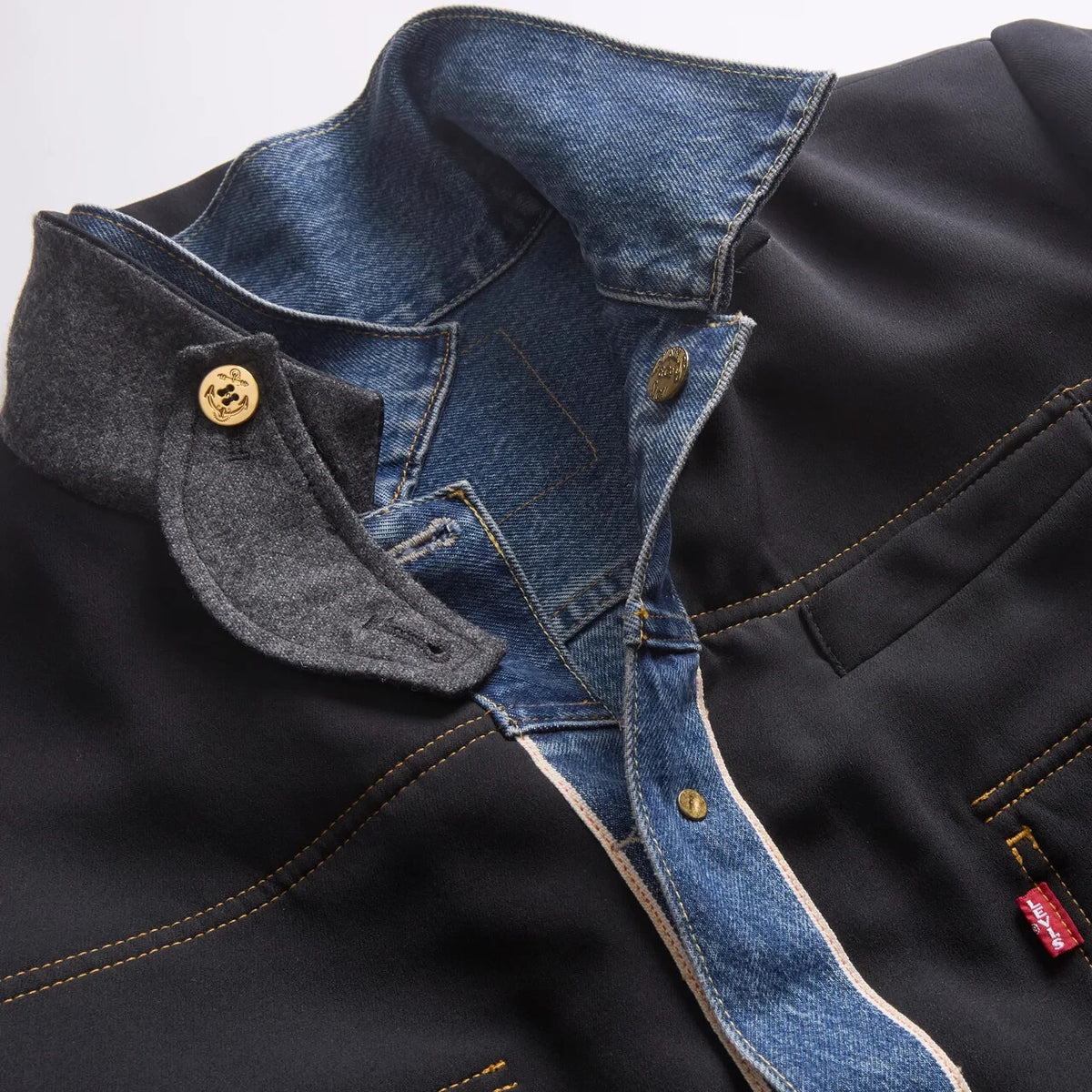 sacai LEVI'S Men's Denim Matelasse Twill Reversible Blouson Blue Black